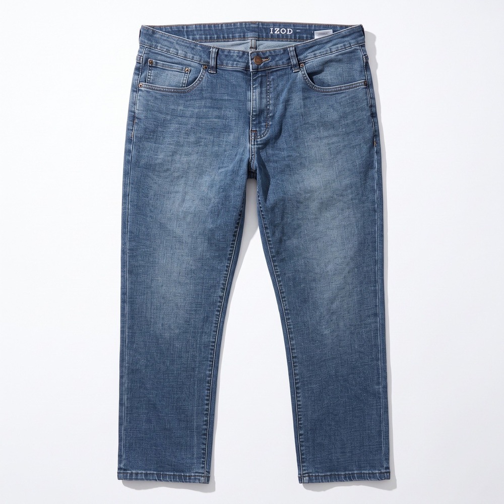 IZOD 38x30 Medium Wash Blue Straight Leg Jeans Mens Casual Preppy Classic Denim